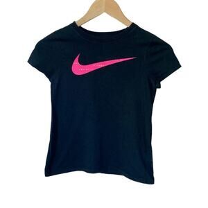 Girls Medium Nike Short Sleeve Tee Shirt Hot Pink Orange Polka Dot Nike Check